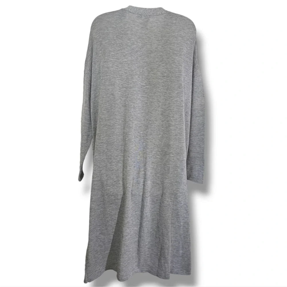 Cotton Emporium‎ Cardigan Sweater Womens Size 1X Gray Long Line Duster Pockets